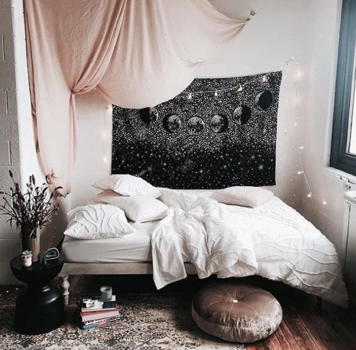Black Moon Phases Tapestry