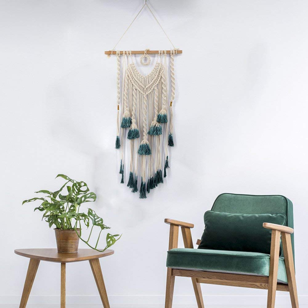 Handmade Green Fringed Macrame - Bad Bixch Decor
