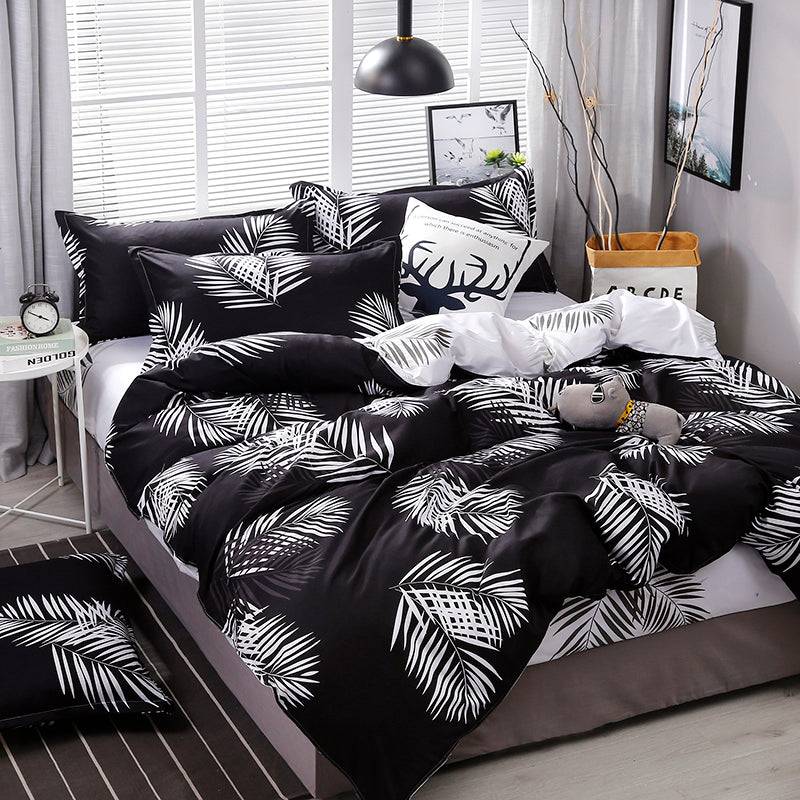 Black Leaf Bedding Set