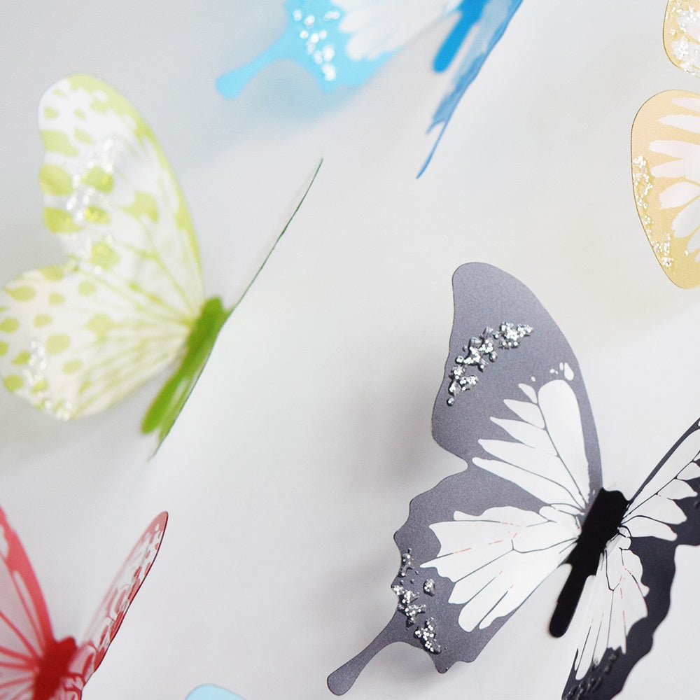 VibeCore 18 PCS Butterflies Wall Stickers in vibrant colors, featuring detailed butterfly designs, ideal for adding a playful and colorful touch to smooth surfaces like walls or windows.