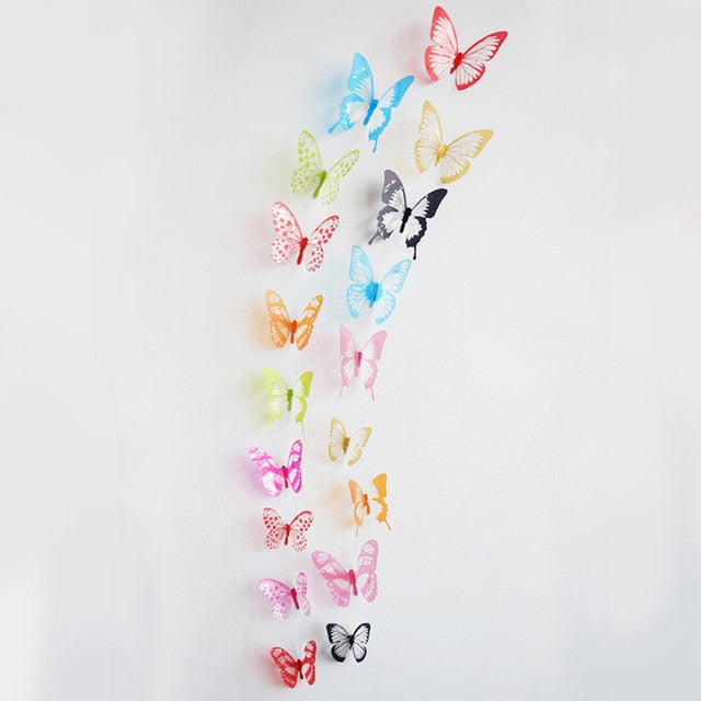VibeCore 18 PCS Butterflies Wall Stickers in vibrant colors, featuring detailed butterfly designs, perfect for brightening up your space with a playful and colorful touch on smooth surfaces.