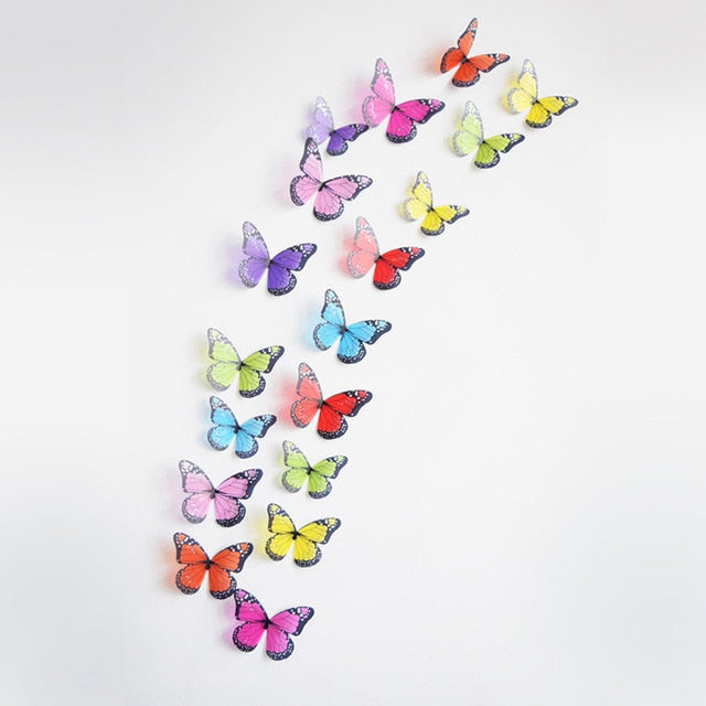 VibeCore 18 PCS Butterflies Wall Stickers in vibrant colors, featuring detailed butterfly designs, ideal for adding a fun, colorful accent to walls, windows, or other smooth surfaces in any room.