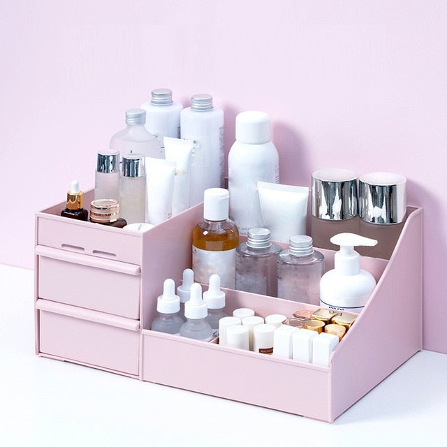 VibeCore 3-Layer Makeup Organizer Blossom product view showcasing elegant storage, multi-tier design, sleek cosmetic holder, floral-themed storage, compact beauty organizer, organized skincare, makeup storage solution, stylish vanity organizer, space-saving design, functional and decorative.
