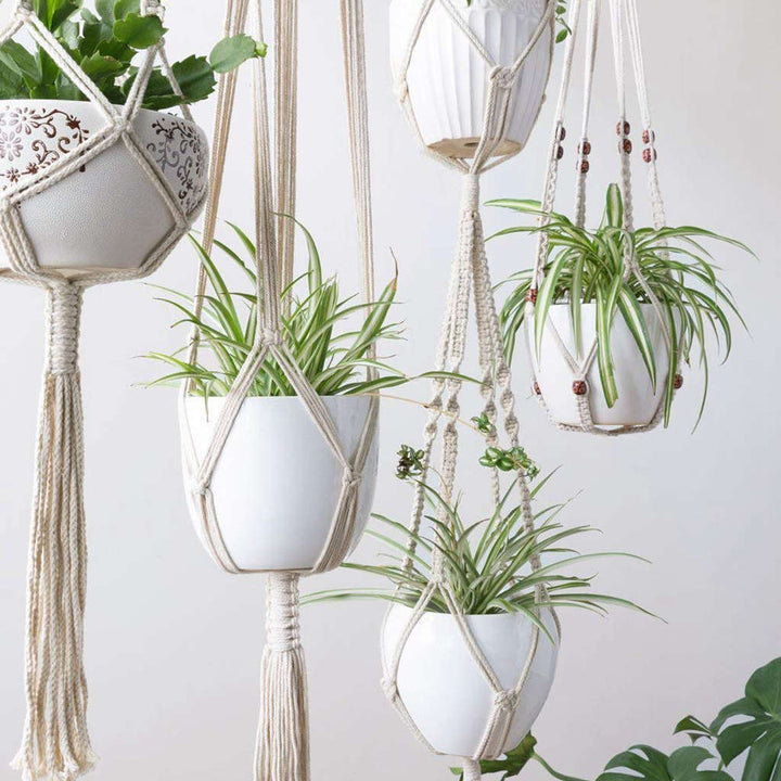 VibeCore 4-Pack Macrame Plant Hangers
