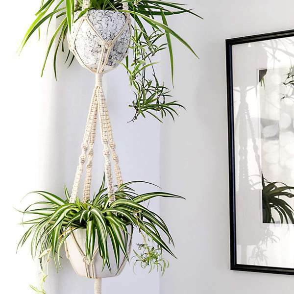 VibeCore 4-Pack Macrame Plant Hangers Close Up