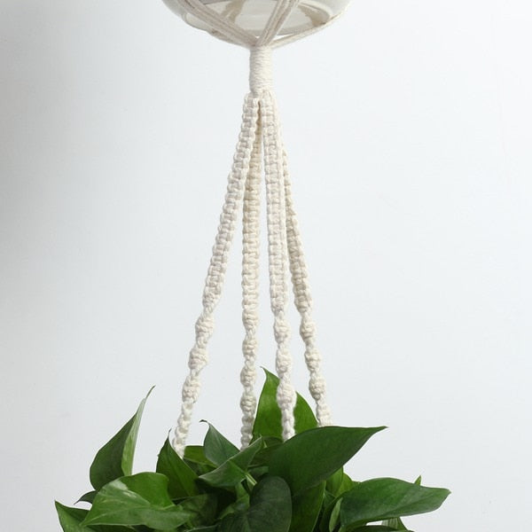 VibeCore 4-Pack Macrame Plant Hangers Detail Close Up