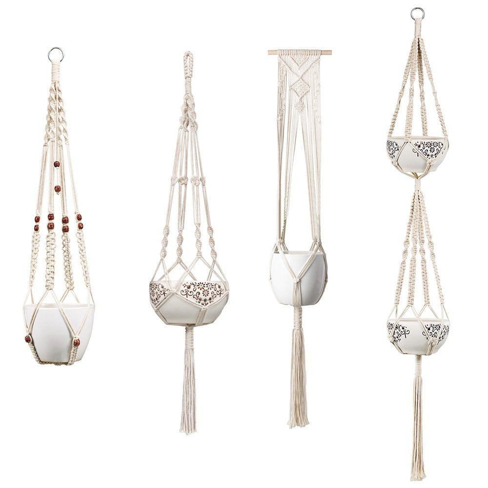 VibeCore 4-Pack Macrame Plant Hangers Product View