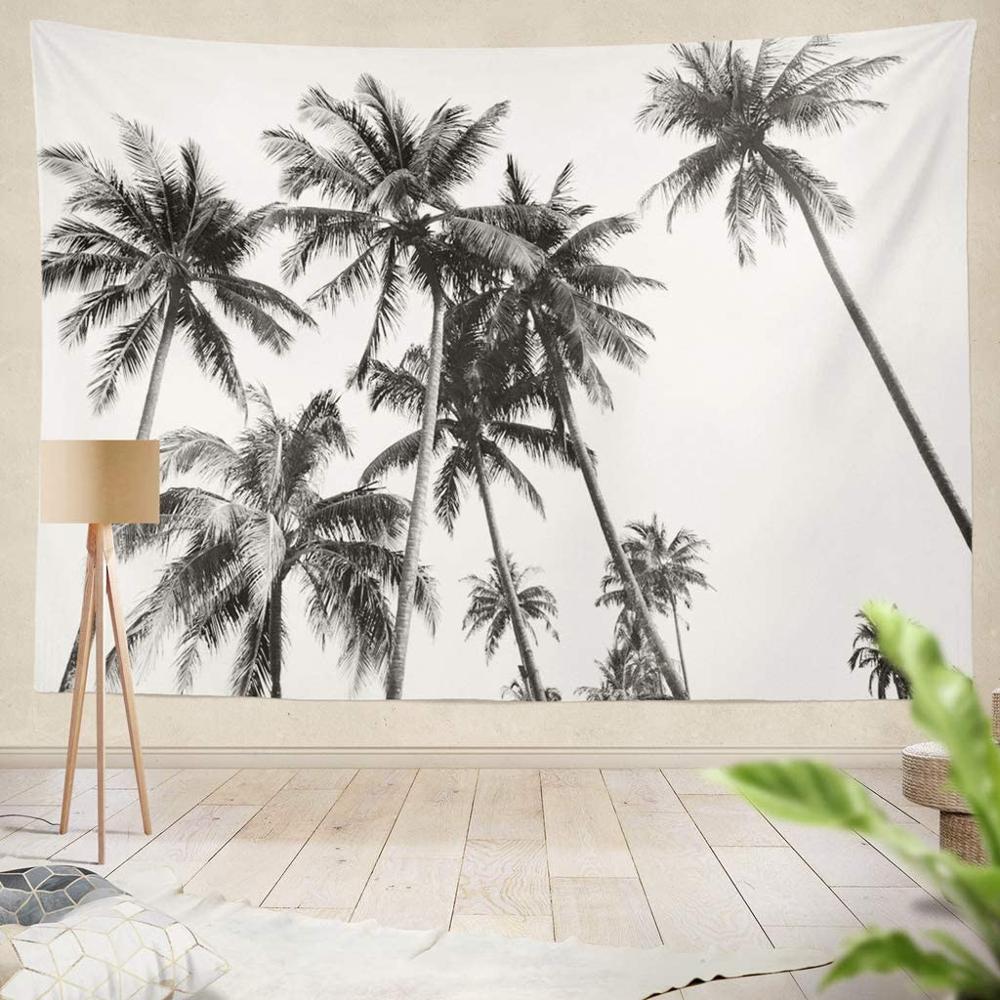 VibeCore Black and White Palm Trees Tapestry
