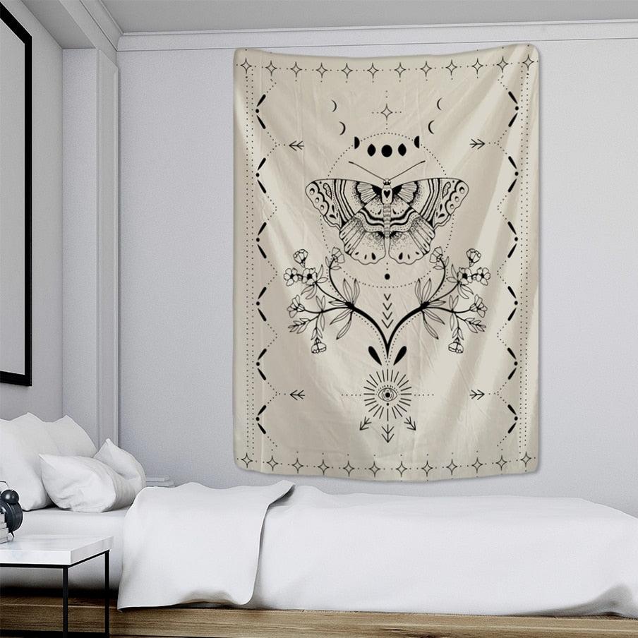 VibeCore Butterfly Tarot Tapestry Beside Bed