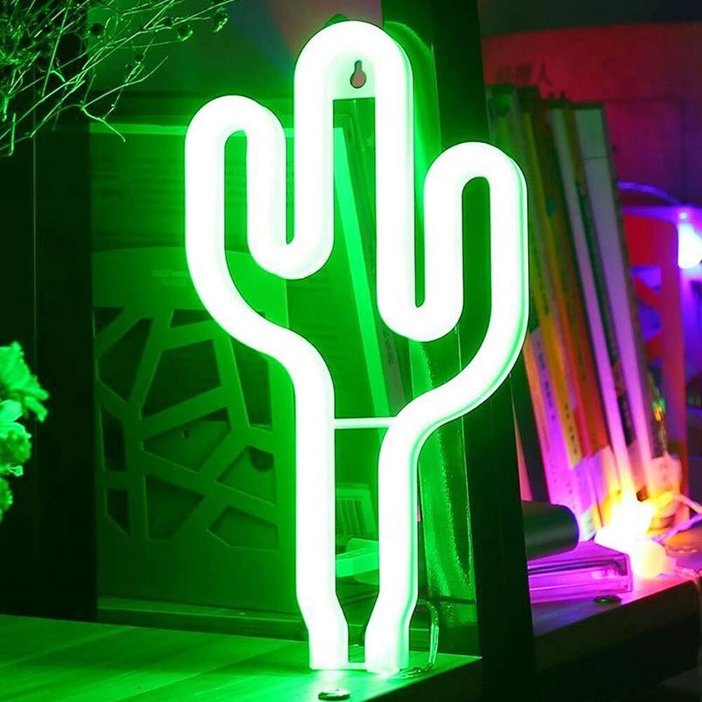 The VibeCore Cactus Neon Light, upright, adds a vibrant, desert-inspired glow to any space. Its cool green light creates a lively atmosphere, making it a perfect decor piece for bedrooms, dorms, or lounges.