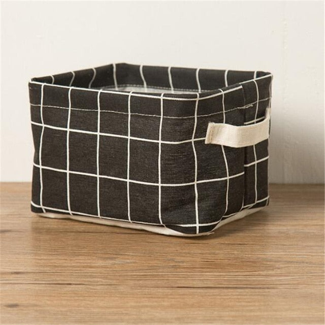 VibeCore Cotton Linen Storage Basket Black Lightweight Foldable Storage for Clothes, Toys, and More