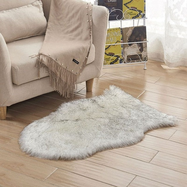 VibeCore Faux Sheepskin Rug/Chair Cover with black tips, featuring a luxurious and plush texture that adds warmth and style to any space, perfect as both a rug and chair cover.