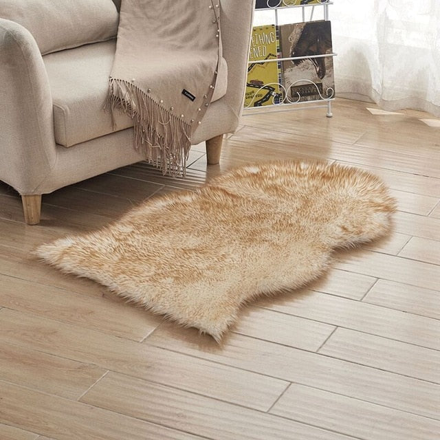 VibeCore Faux Sheepskin Rug/Chair Cover with brown tips, offering a soft, plush texture that enhances any room with warmth and luxury, ideal for both floor and chair styling.