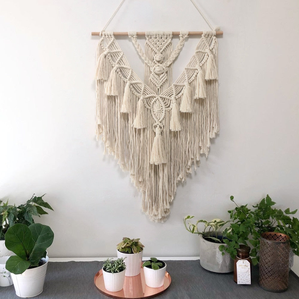 VibeCore Handmade Boho Macrame On Wall With Plants