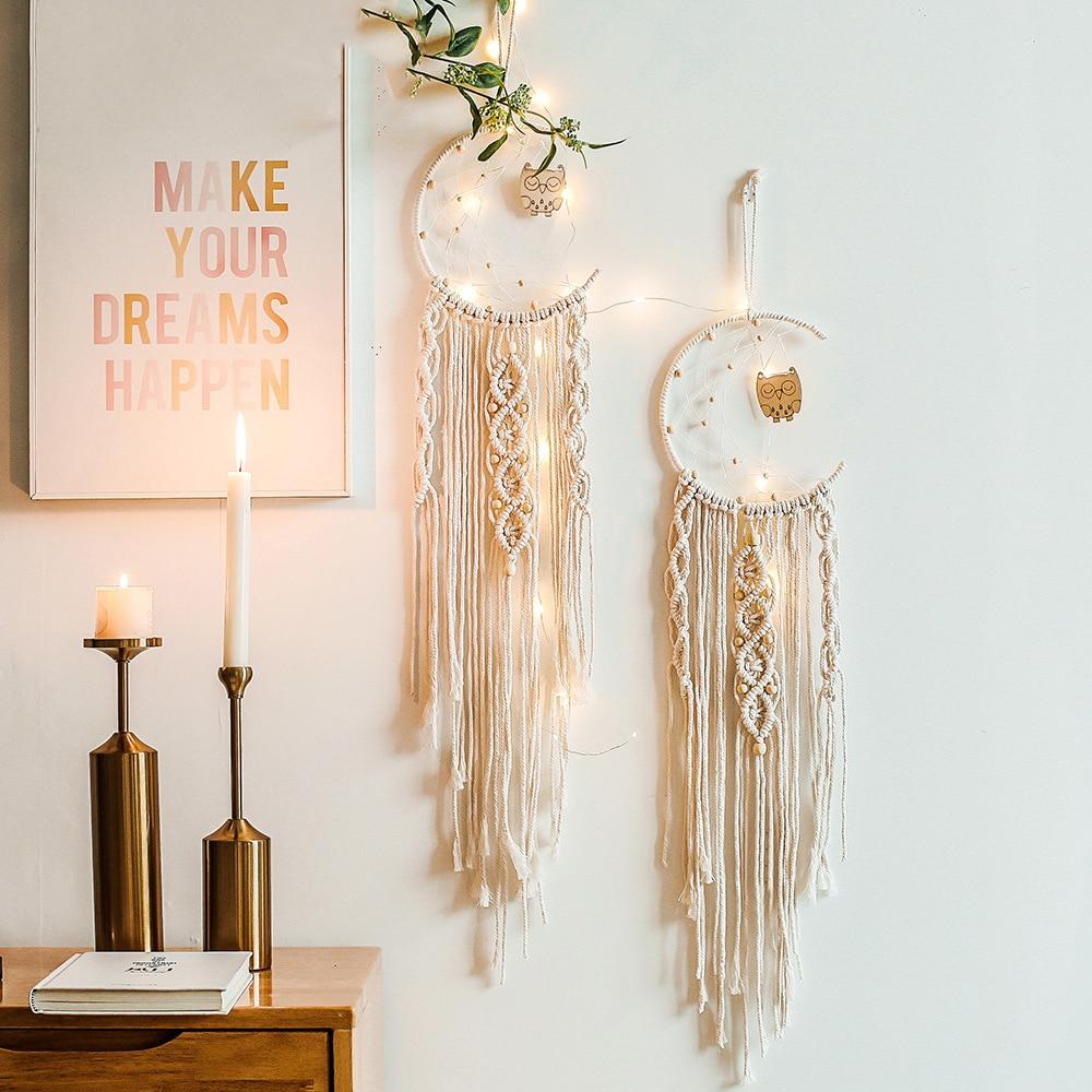 VibeCore Handmade Macrame Moon Wall Hanging 2, featuring a detailed moon design, gracefully hung on the wall to enhance the space with a celestial, boho touch.