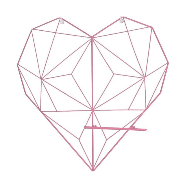 VibeCore Heart-Shaped Metal Frame Wall Display Pink – A charming pink heart-shaped frame made of lightweight, durable aluminum. This versatile wall organizer works as both a photo display and memo board, perfect for showcasing pictures, notes, or small decorations. Its soft pink color and minimalist design bring a modern touch to bedrooms, dorms, or offices. Easy to install and sturdy.