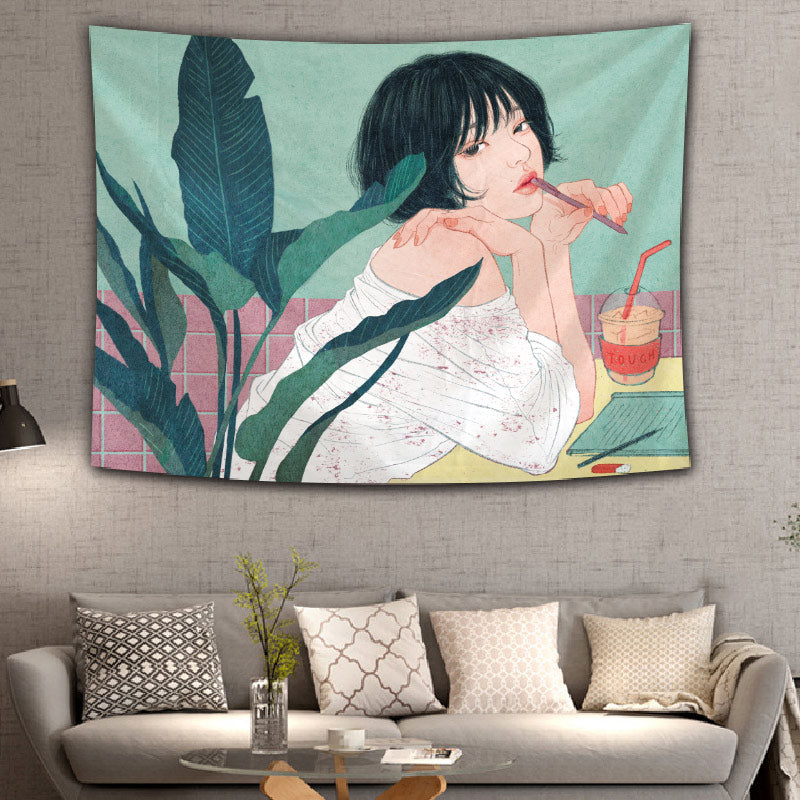 VibeCore Iced Coffee Queen Tapestry Above Couch
