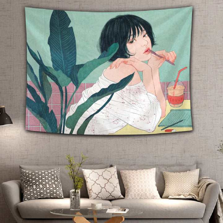 VibeCore Iced Coffee Queen Tapestry Above Couch