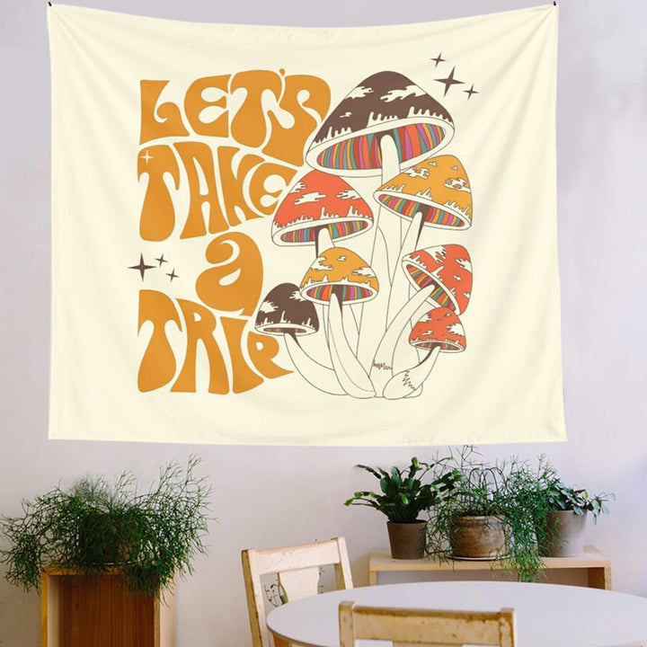 VibeCore Let's Take A Trip Tapestry On Wall In Dining Room