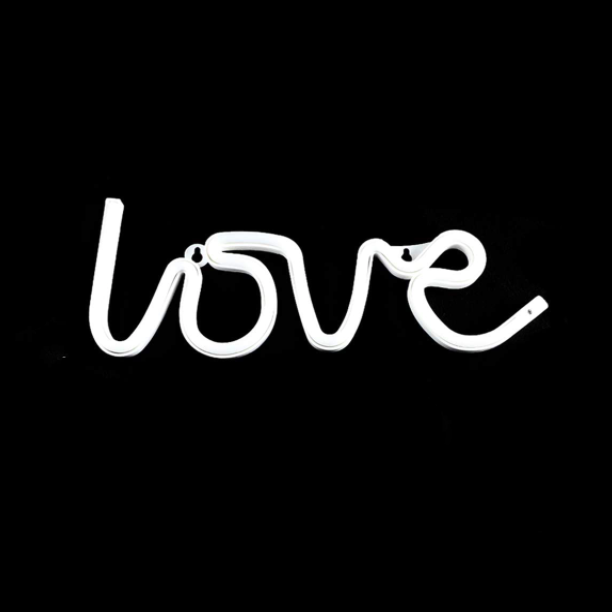 Aesthetic VibeCore Love Neon Light unlit, showcasing the design and details of this USB or battery-powered LED sign, perfect for trendy bedroom, dorm, or lounge decor.
