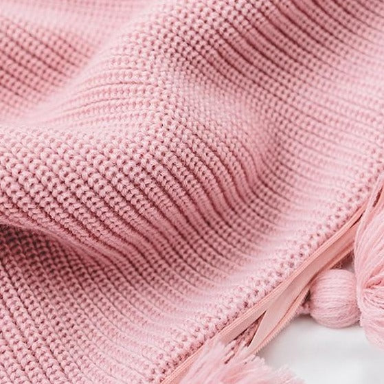 Close-up of the soft twill material of the VibeCore Nordic Style Hand-Knitted Pillow Cover, highlighting its durable texture and cozy, handmade quality.