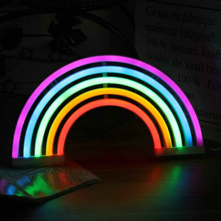 VibeCore Rainbow Neon Light glowing vibrantly in the dark, creating a colorful and eye-catching ambiance.