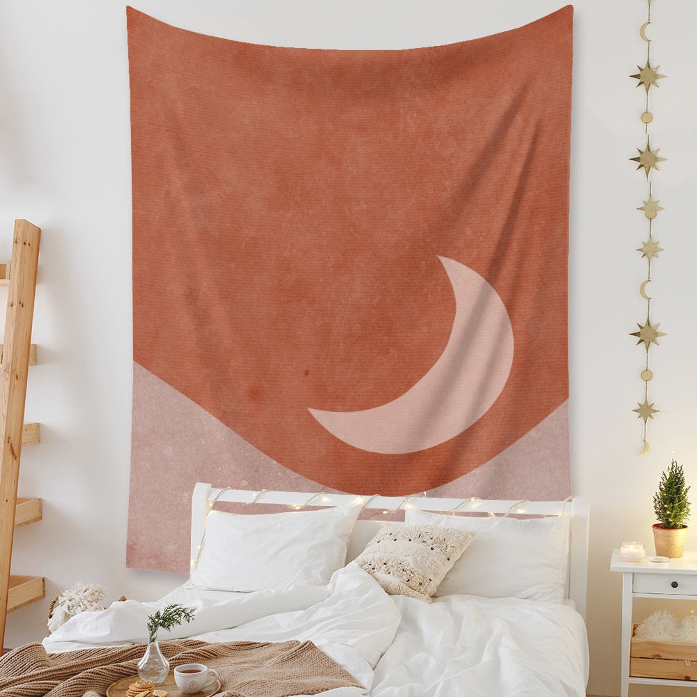 VibeCore Red Crescent Moon Tapestry