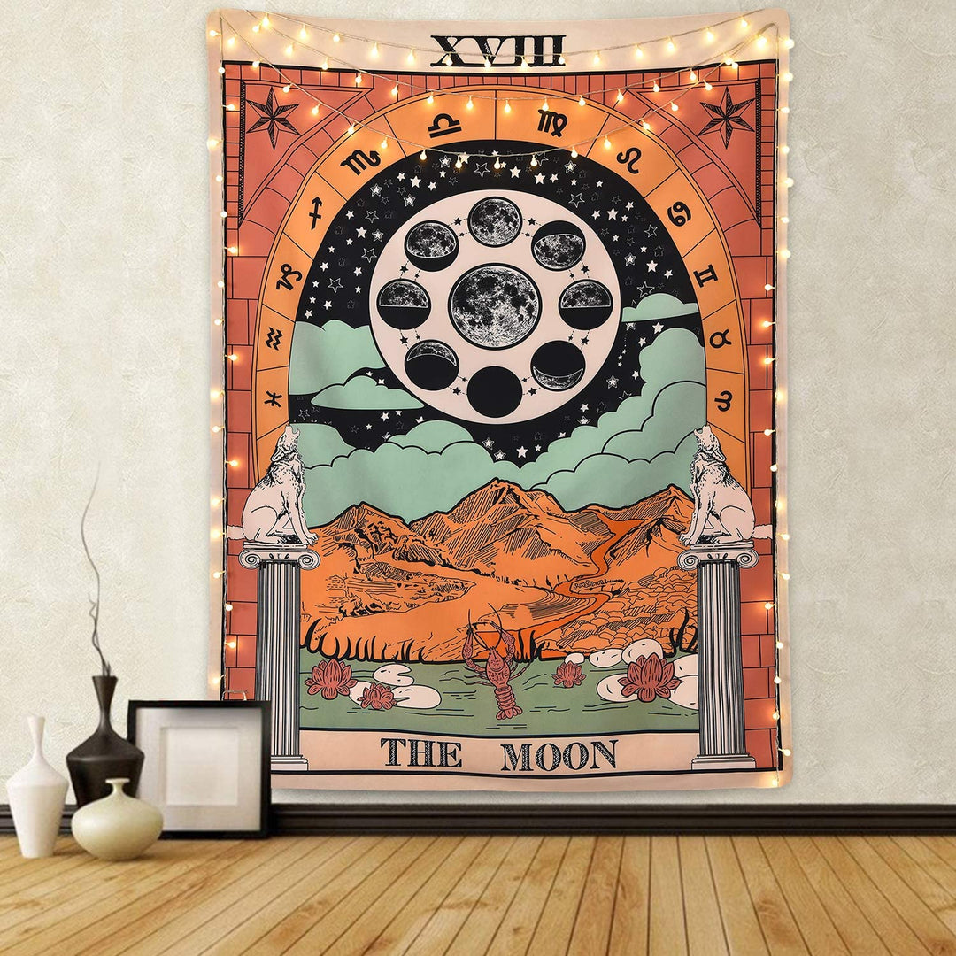 VibeCore The Moon Colorful Tarot Tapestry On Wall