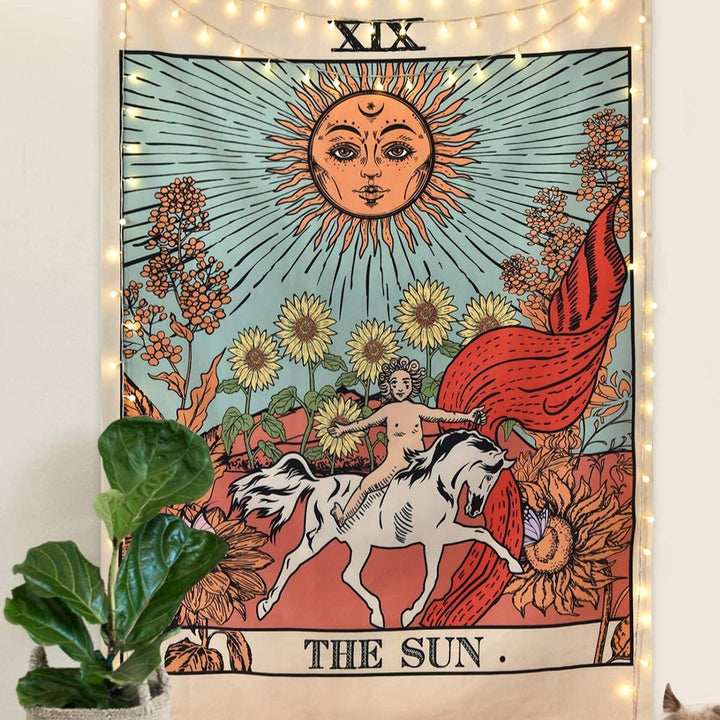 VibeCore The Sun Colorful Tarot Tapestry