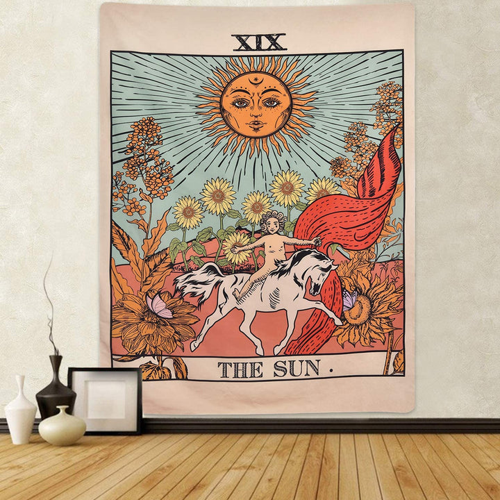 VibeCore The Sun Colorful Tarot Tapestry Product View