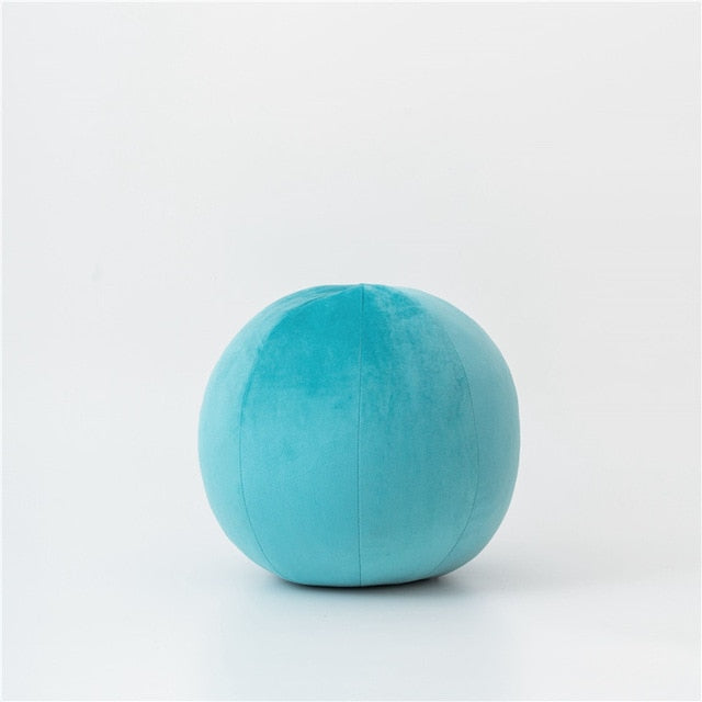 VibeCore Velvet Ball Pillow in aqua, soft plush round velvet cushion, cozy decorative pillow for bed, couch, or chair. Refreshing aqua accent pillow for modern home decor.