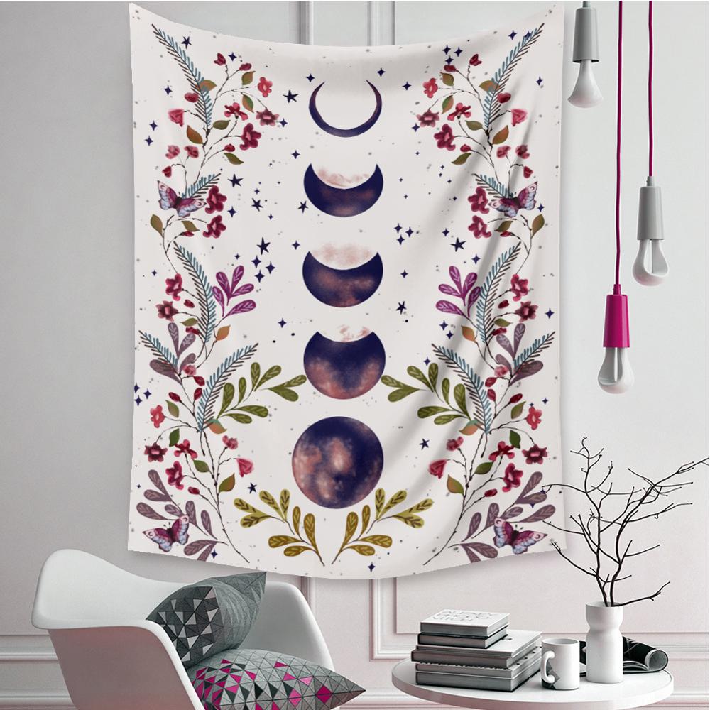 VibeCore White Flower Moon Tapestry Hanging