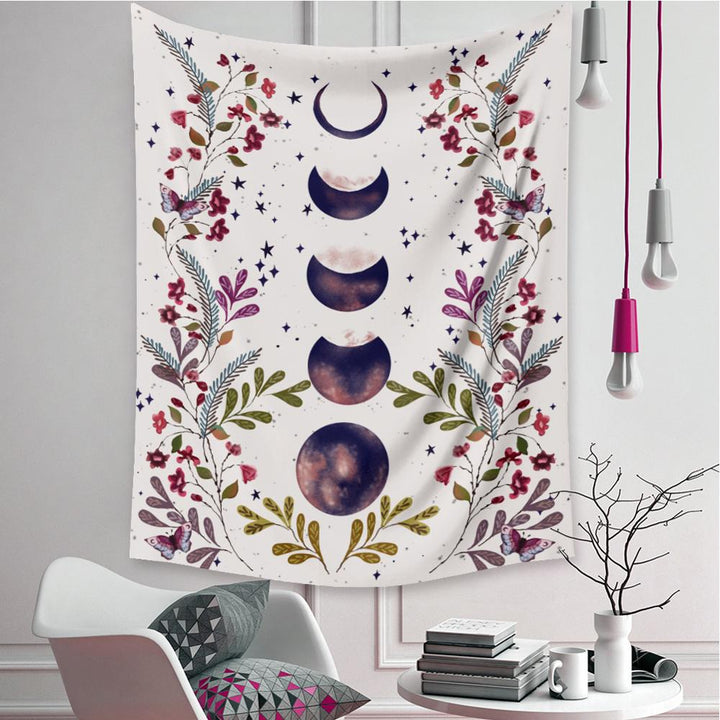 VibeCore White Flower Moon Tapestry Hanging