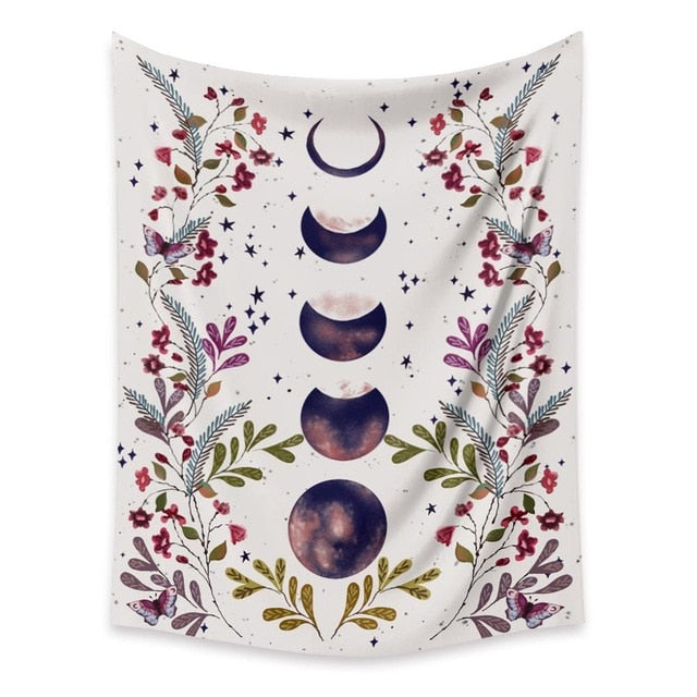 VibeCore White Flower Moon Tapestry Product View