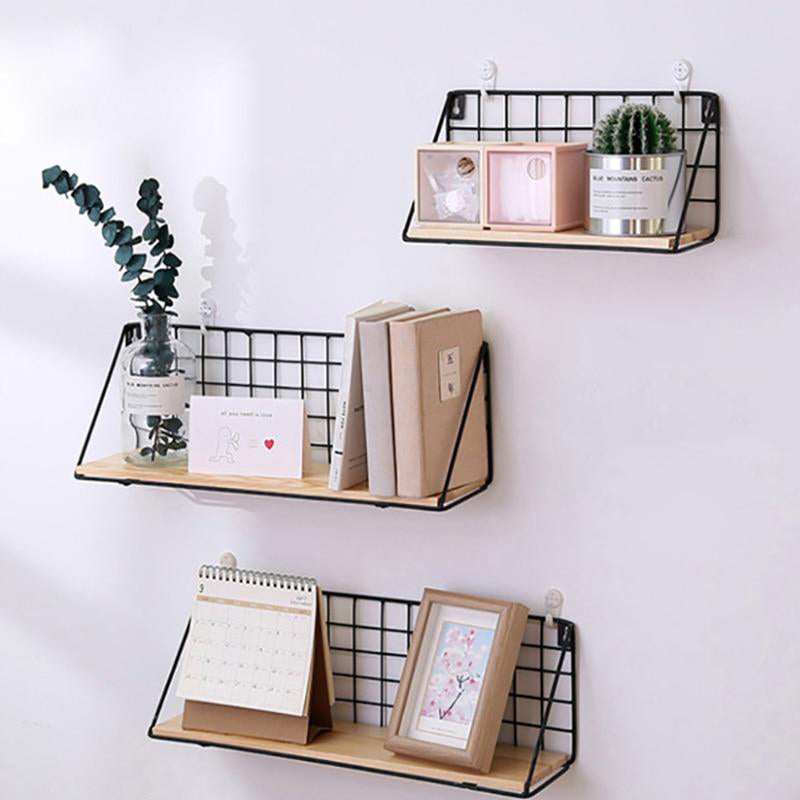 VibeCore Wood+Iron Wall Shelf in Black (S and L) – a stylish, space-saving shelf with a rustic industrial design. Easy to install and perfect for displaying plants, books, and photos in bedrooms, dorms, or apartments.