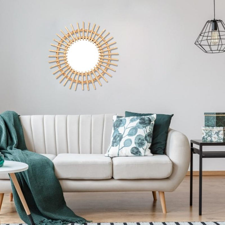 Rattan Sun Mirror