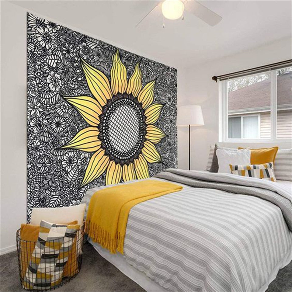 Black Sunflower Tapestry