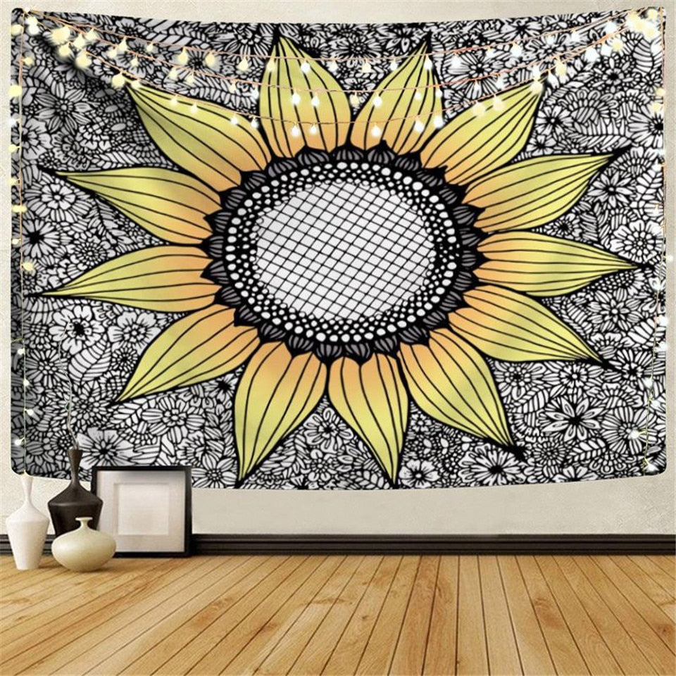 Black Sunflower Tapestry