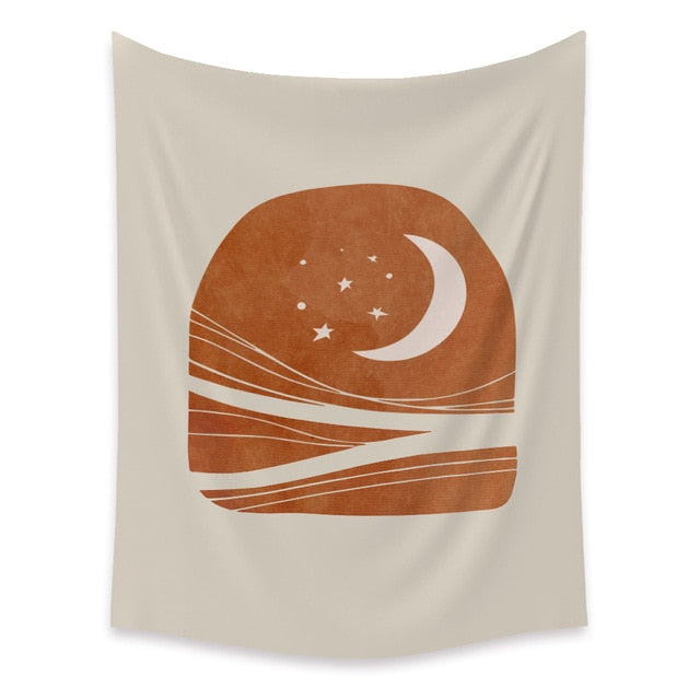 Night Crescent Moon Tapestry