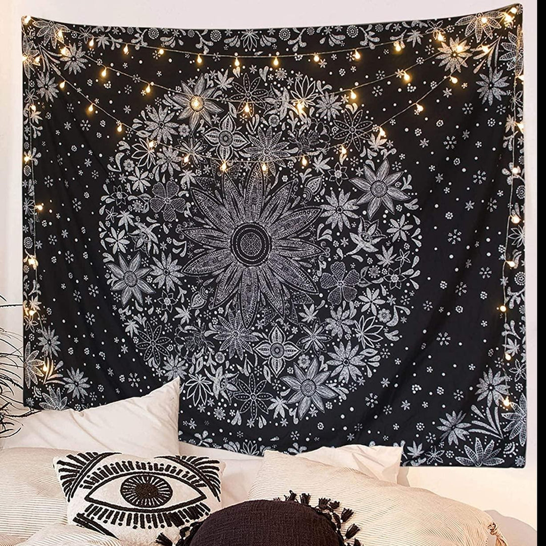 Black Floral Tapestry